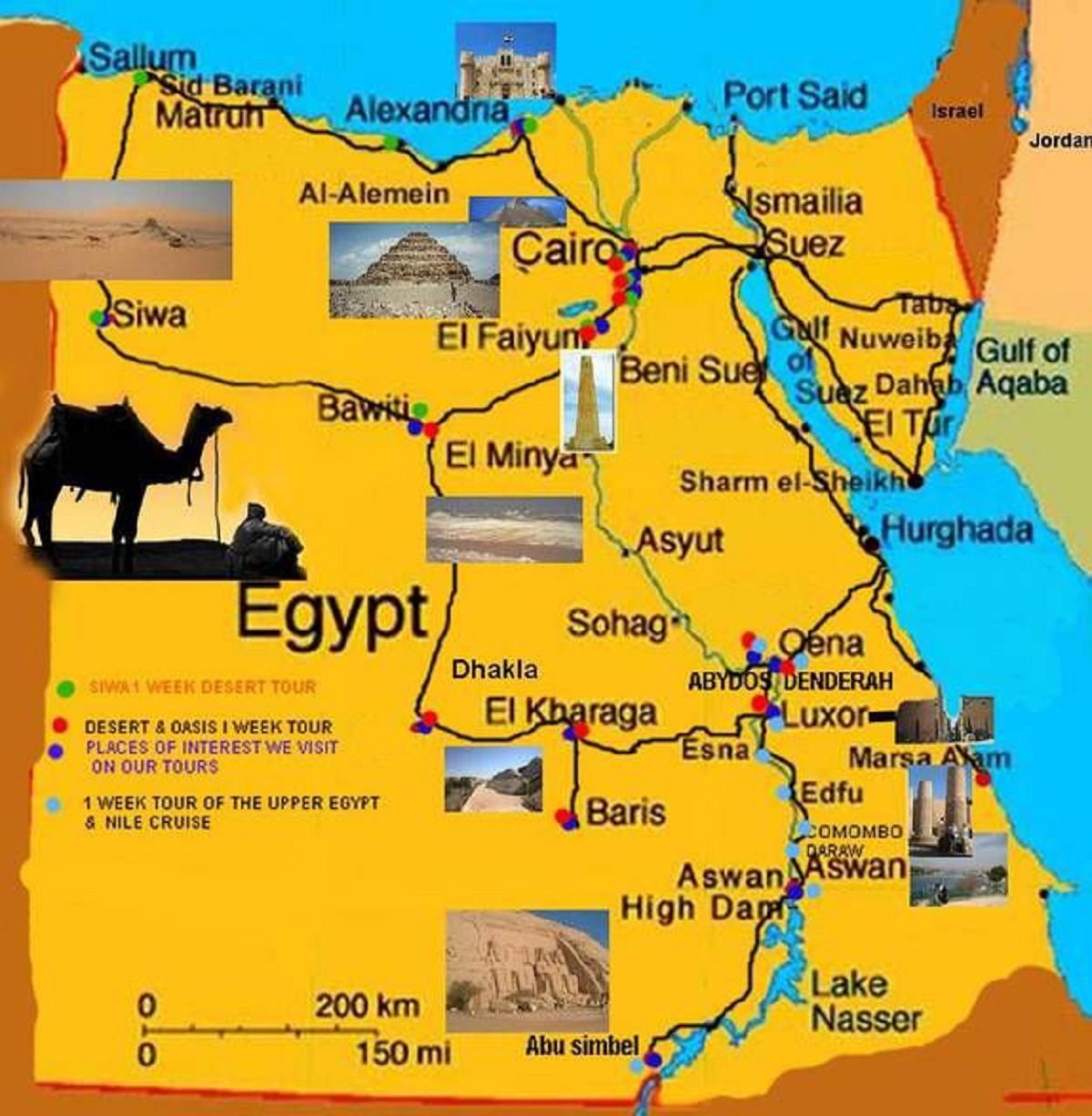 places to visit in egypt on a map